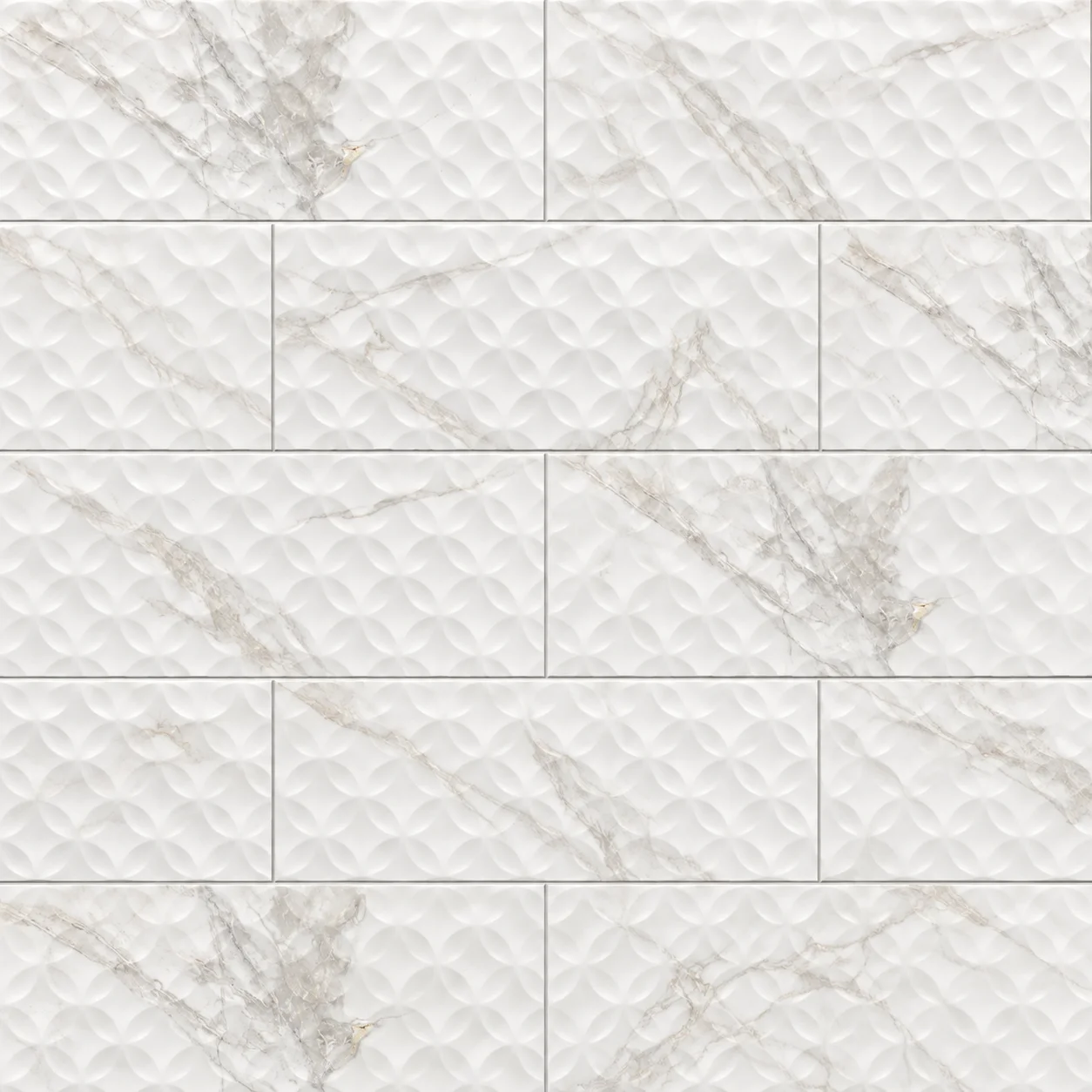 Cactus Stone Circles White Tile